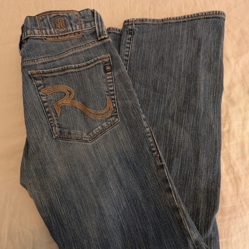 Rock & Republic Stinger Jeans Mens 30x32 (Fits 31x30) Blue Bootcut Stretch Slub